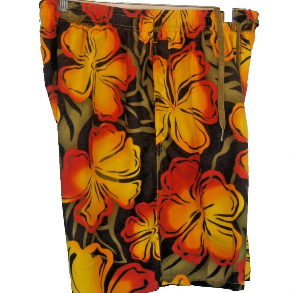 Mens Speedo Multicolor Floral Aloha Hawaiian Lined Swim Board Shorts sz Lg x 8